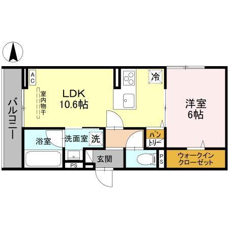 LILAS BEAUTE(1LDK/2階)の間取り写真