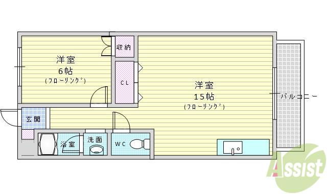 ハイツ泉ヶ丘(1LDK/2階)の間取り写真