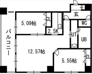 グランカーサ北3条(2LDK/8階)の間取り写真