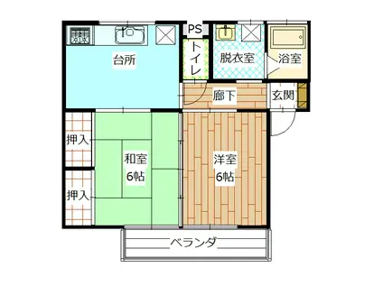 Nコーポ A棟(2DK/1階)の間取り写真