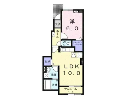 ケースリー I(1LDK/1階)の間取り写真