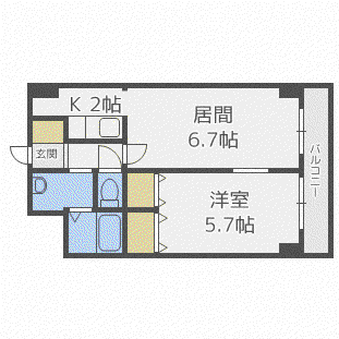 フォレストハイムN18(1LDK/7階)の間取り写真