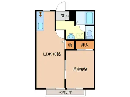 ベルハウス(1LDK/1階)の間取り写真