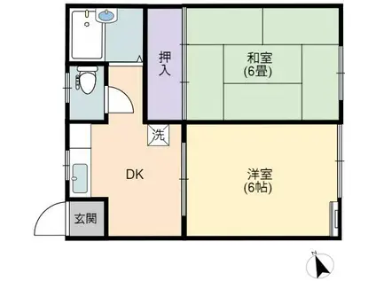 アーバンエース C棟(2DK/1階)の間取り写真