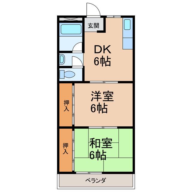 ハイツホワイト(2DK/3階)の間取り写真