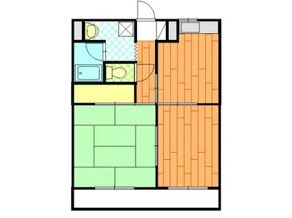 ハッピネス(2DK/2階)の間取り写真