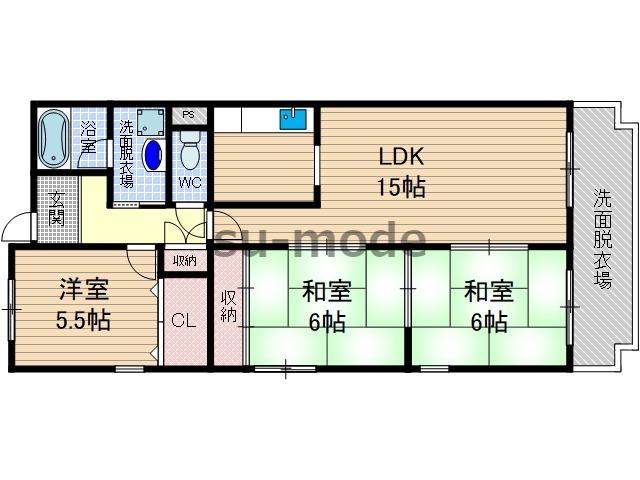 ルノン茨木I(3LDK/4階)の間取り写真