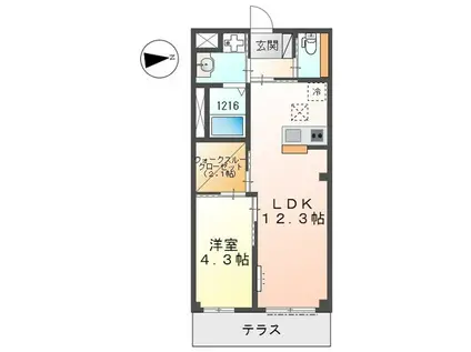 ETOILE -エトワール-(1LDK/1階)の間取り写真