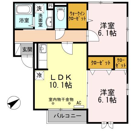 エスポワール三番館(2LDK/2階)の間取り写真