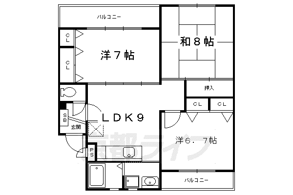 カーサNAKAMURAII(3LDK/4階)の間取り写真
