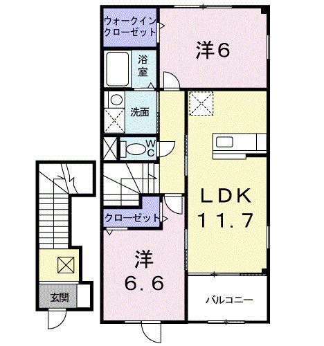 ラ プロヴァンス(2LDK/2階)の間取り写真