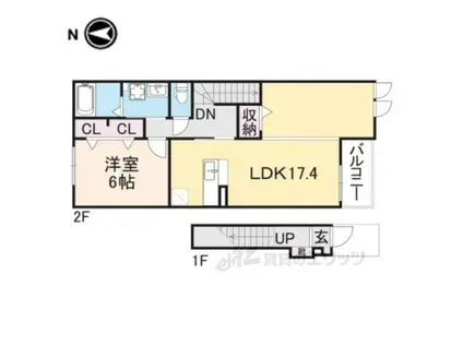 メゾンサニーJ(1LDK/2階)の間取り写真