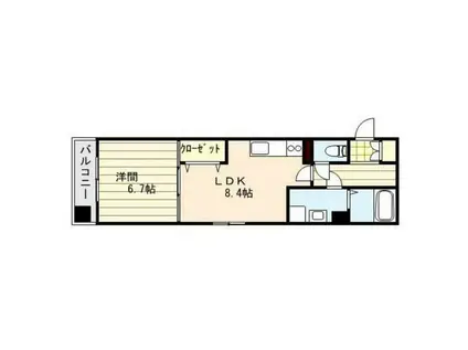 アップウェル中央(1LDK/2階)の間取り写真