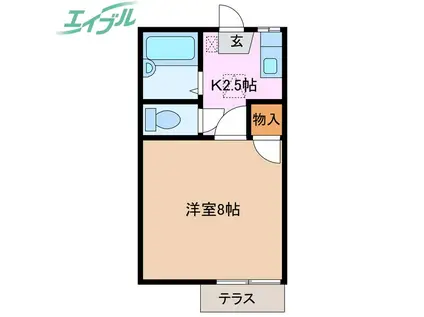 シャルム曙(1K/1階)の間取り写真
