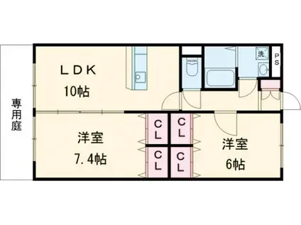 CRECIA(2LDK/1階)の間取り写真