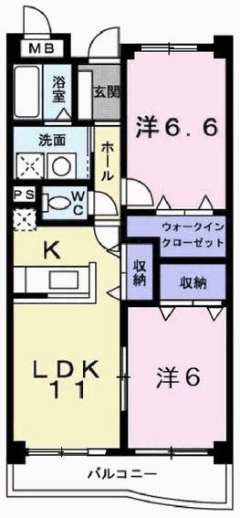 メゾン・ド・フレール(2LDK/2階)の間取り写真