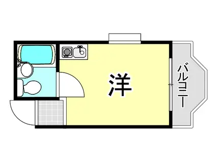 甲子園口ハイム(ワンルーム/4階)の間取り写真