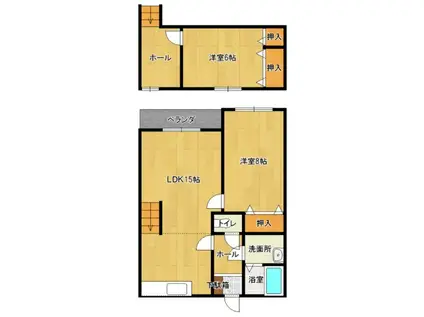 サンライズ上津II(2LDK/2階)の間取り写真