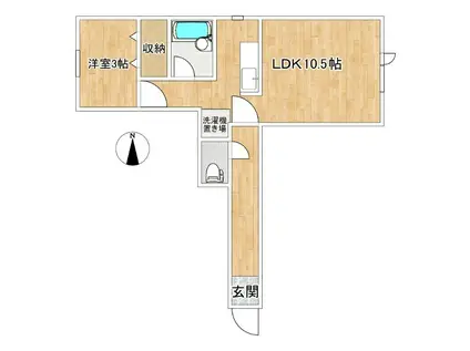 コスモヒルズI(1LDK/2階)の間取り写真