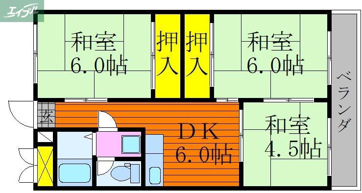 サンライフ大元(3DK/2階)の間取り写真