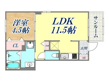 パルファン南落合2(1LDK/1階)の間取り写真