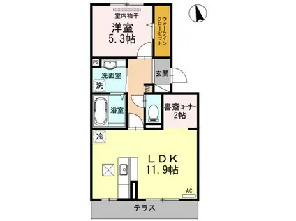 レチエIII(1LDK/1階)の間取り写真