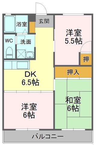 パークサイド露島(3DK/3階)の間取り写真
