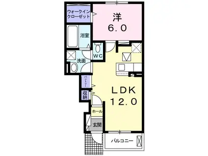 エイド II(1LDK/1階)の間取り写真