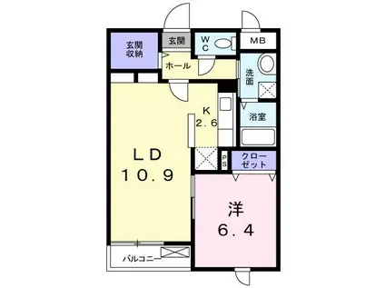 ヒルズ桜坂(1LDK/2階)の間取り写真