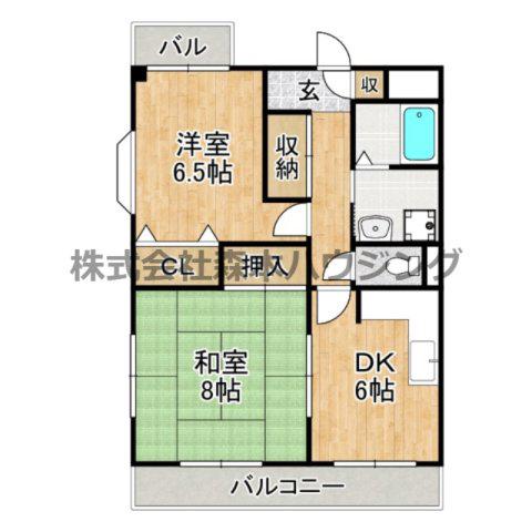 文夫ハイツII(2DK/2階)の間取り写真