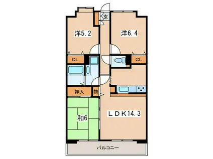 ダイアパレス西湘南第2(3LDK/6階)の間取り写真