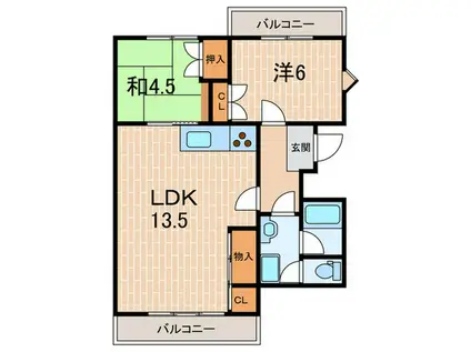 第二柏木ハイツ(2LDK/4階)の間取り写真
