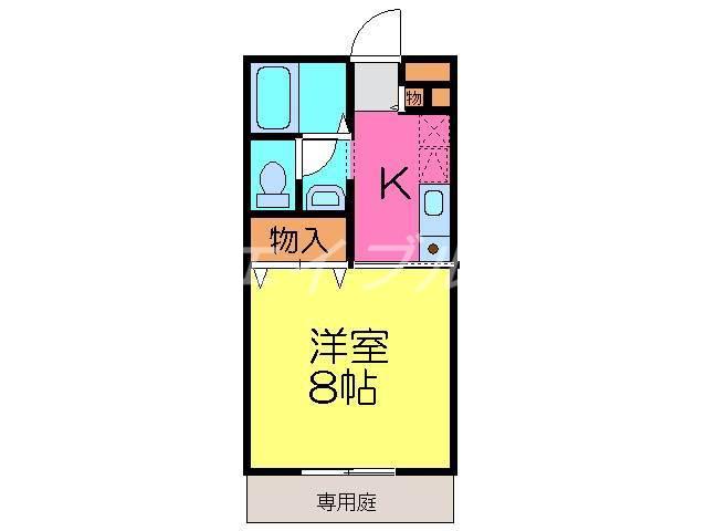 ディアコートB棟(1K/2階)の間取り写真