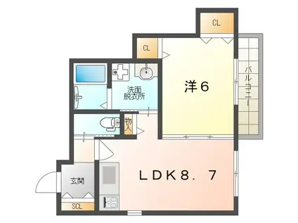 レユシール金田I(1LDK/2階)の間取り写真
