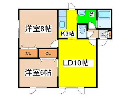 クレヴァ(2LDK/1階)の間取り写真