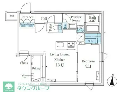SOLASIARESIDENCE亀戸(1LDK/2階)の間取り写真