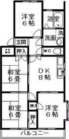 リバーサイド八番館(4DK/4階)の間取り写真