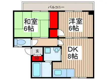 第1グリーンヒルズ(2DK/2階)の間取り写真