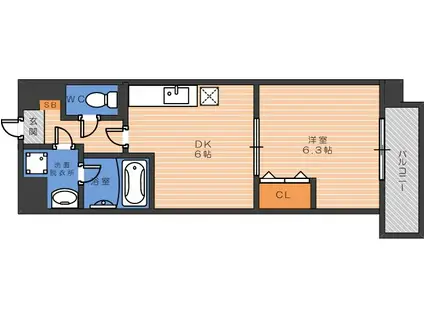 サンセール・ヴィラ(1DK/4階)の間取り写真