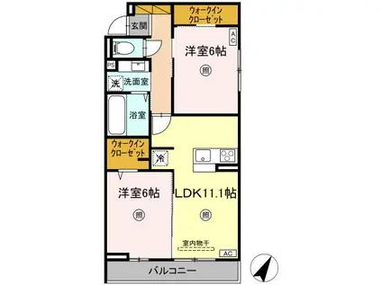 プロスター元山町(2LDK/2階)の間取り写真