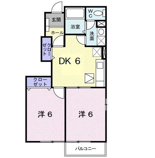 アバンツァート(2DK/1階)の間取り写真