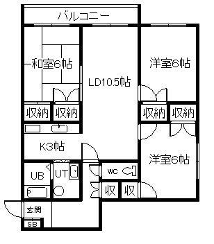 レジデンス菊(3LDK/3階)の間取り写真