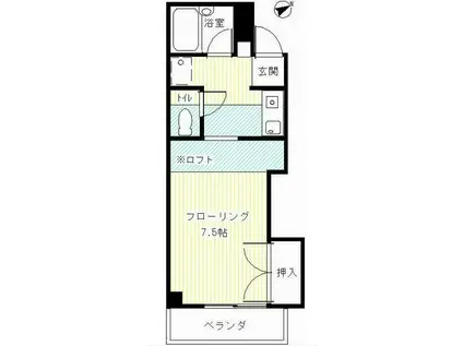 スカイコート(1K/3階)の間取り写真