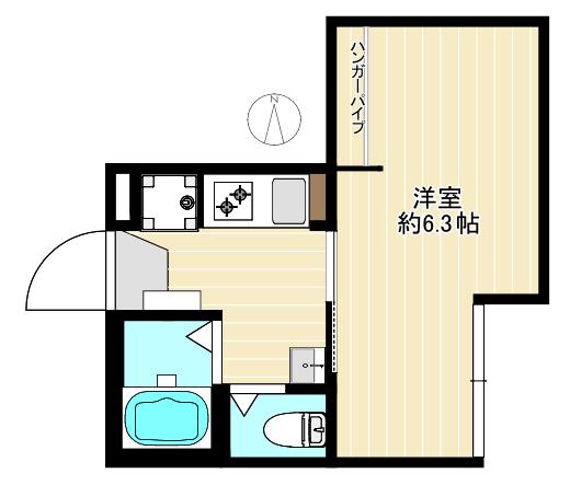 ルフィア中台(1K/2階)の間取り写真