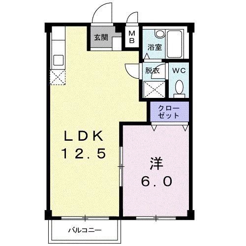 エルディムヒロ(1LDK/2階)の間取り写真