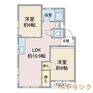 CHOU CHOU一社(2LDK/3階)の間取り写真