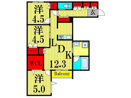 メゾンクレール谷在家(2SLDK/1階)の間取り写真