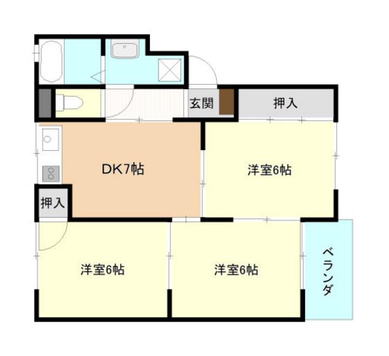 トリヴァンベール平山(3DK/3階)の間取り写真