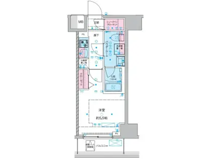 ジェノヴィア西川口III(1K/2階)の間取り写真