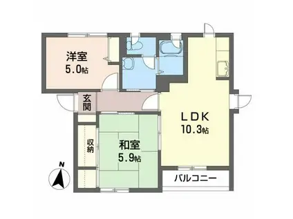 メゾンランティ(2LDK/2階)の間取り写真